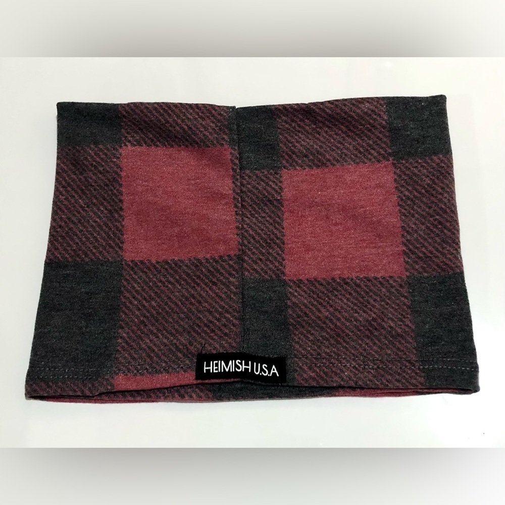 NEW  HEIMISH Black and Red Plaid Neck Scarf/Mask
